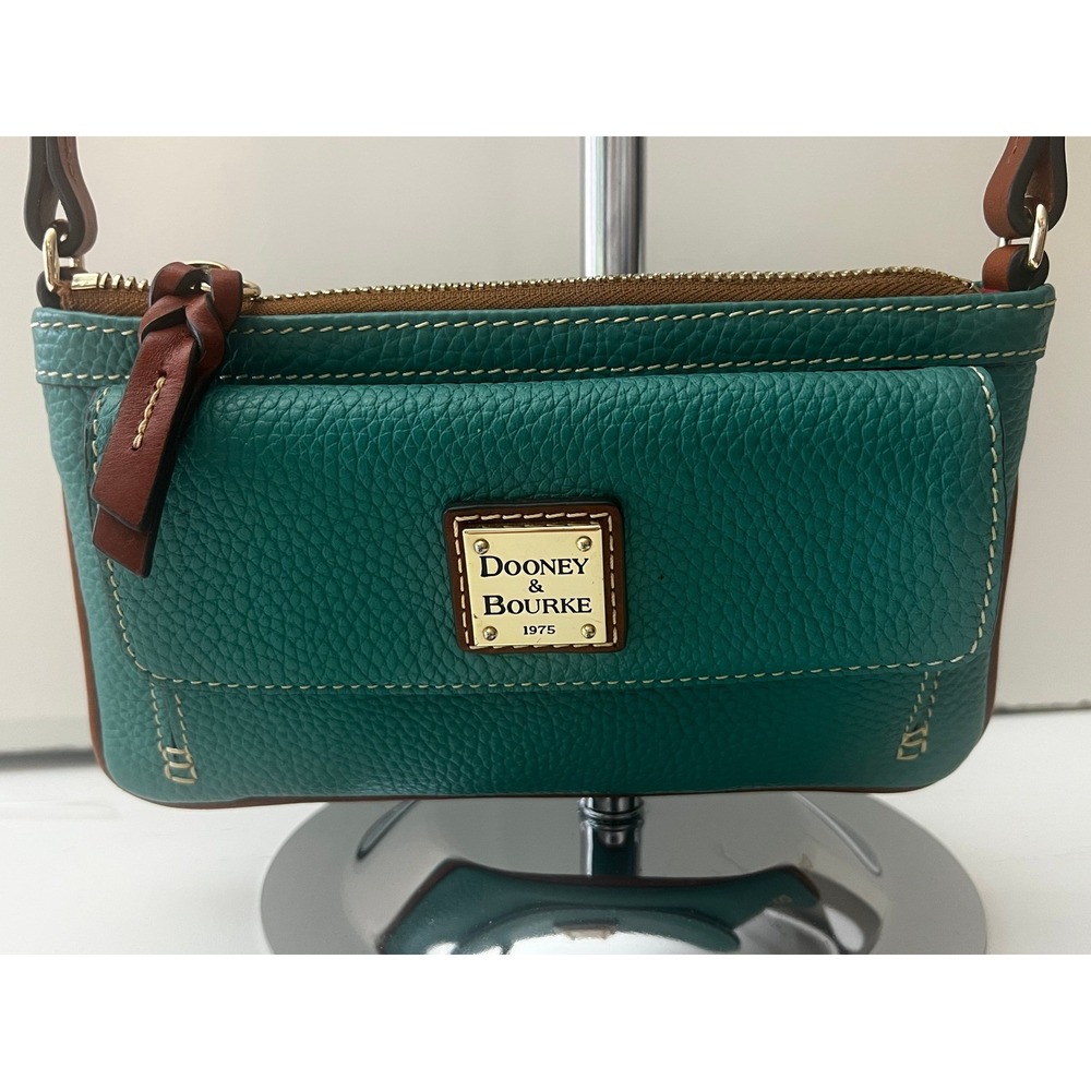 Dooney Bourke Pebble Grain Leather Teal Crossbody Bag Small Purse 1975 - Picture 3 of 9